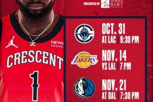 鹈鹕晒NBA杯赛程:11月将先后对阵快船、湖人、独行侠、灰熊