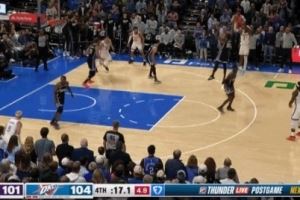  这真杀死比赛了！还剩15.5秒 亚历山大顶着防守人三分一击毙命！